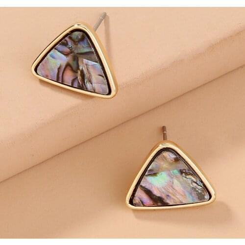 Simple Triangle Abalone Shell Earrings Women Fashion Jewelry Stud Street Style Earrings