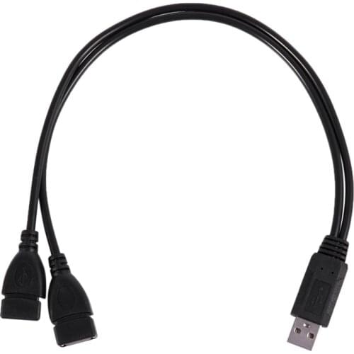 USB 2.0 A Male To 2 Dual USB Female Jack Y Splitter Hub Power Cord Adapter Cable