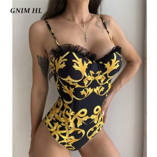 Sexy Lace Swimwear Women Push Up 2021 New Arrival Ruffle Bikini Mujer 2021 Paisley Print Swimsuit Female One Piece Bathing Suit