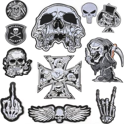 High Quality Fashion Cool Skull Finger Ghost Head Embroidery Cloth Stickers DIY Clothing Decoration Patch Accessories