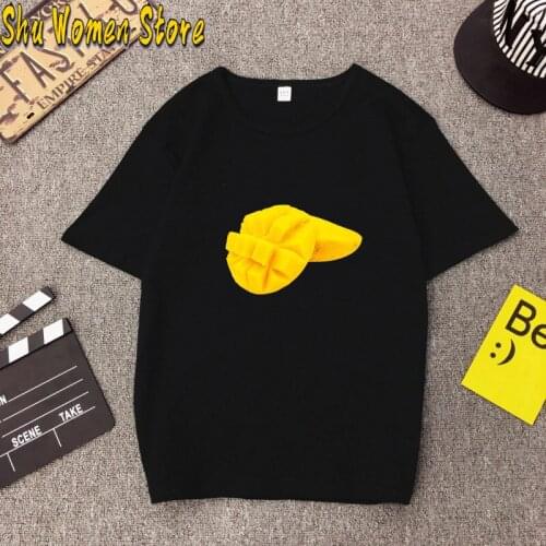 2021 New Fashion Mango Fruit Print T Shirts Women Tshirts Casual Short Sleeves Tops Tees Feamle Clothing Harajuku Shirt