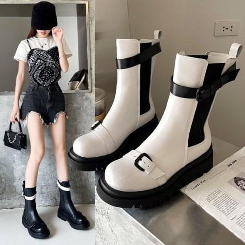 Ladies Mid-tube Boots 2021 Thick-soled Boots Womens Shoes Winter Designer Chelsea Boots High Heels Womens Fashion Boots