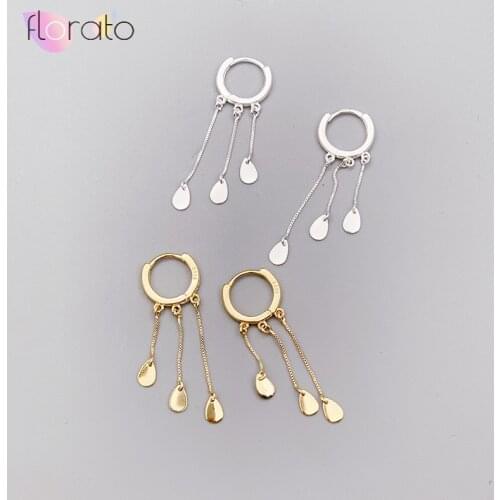 S925 sterling silver Chain earrings ear buckle women Japanese/Korean style simple small fresh tassel drop-shaped ear jewelry A30