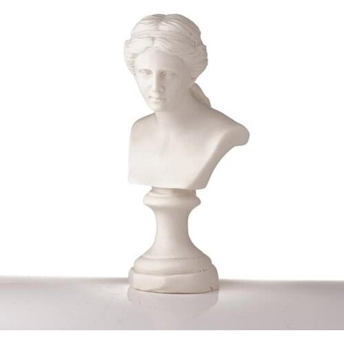 1pcs Mini Bust Sculpture Statue White Resin David Furniture Miniature Pretend Dollhouse Playhouse