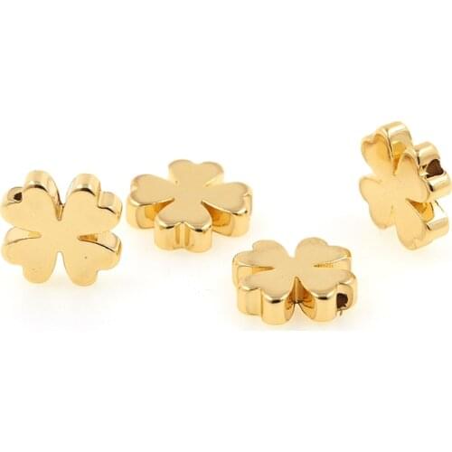 10PCS Clover DIY Connector Charms 100% Brass Gold Connectors Charms for Jewelry Findings