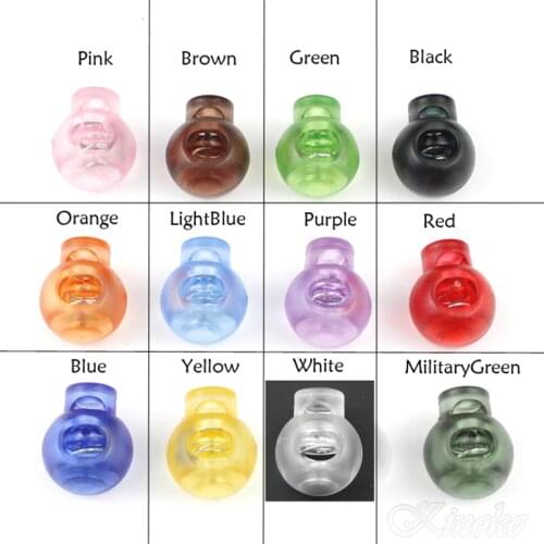 10pcs/lot 18x15mm Cord Lock Round Ball Colorful Stopper Toggle Clip Transparent Clear Frost Shoe Lace Outdoor Backpack Bag Parts