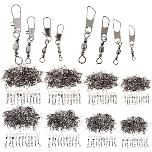 100Pcs Fishing Ball Bearing Swivels with Coastlock Interlock Snap for Saltwater Freshwater
