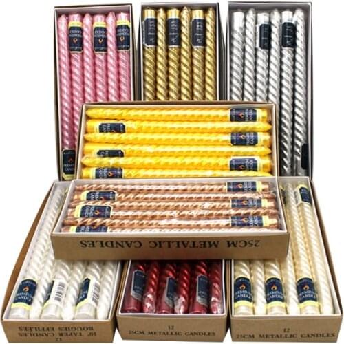 12PCS Dripless Taper Candle 10 Inch Long Stick Scented Candle Smokeless Candle for Birthday Romantic Proposal Holiday QX2E