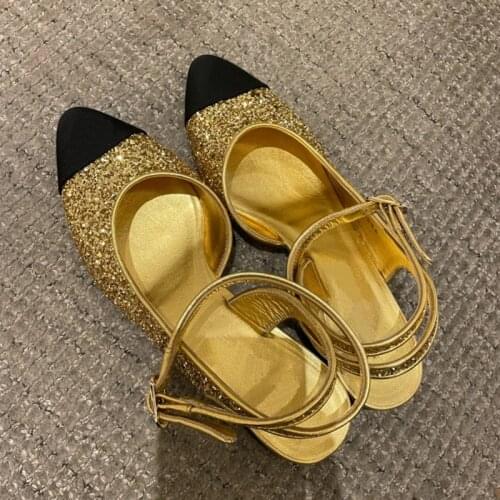 2021 Summer Luxury Sequins Women Sandals Designer Brand Round Toe Heels Shoes Lady Party Wedding Sandals Shoes