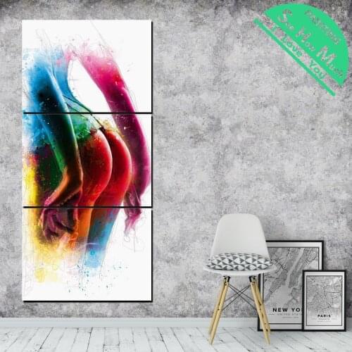 3 Piece Colorful and Sexy Hip Modern Wall Painting Posters and Prints Picture Canvas Painting Framed Decorative Pictures