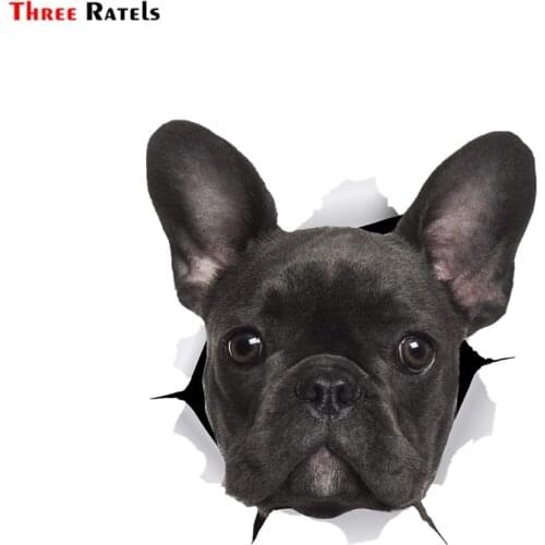 Three Ratels 1068 3D Black French Bulldog Sticker Dog Decals for Walls Cars motorcycle Toilet Luggage Skateboard Laptop