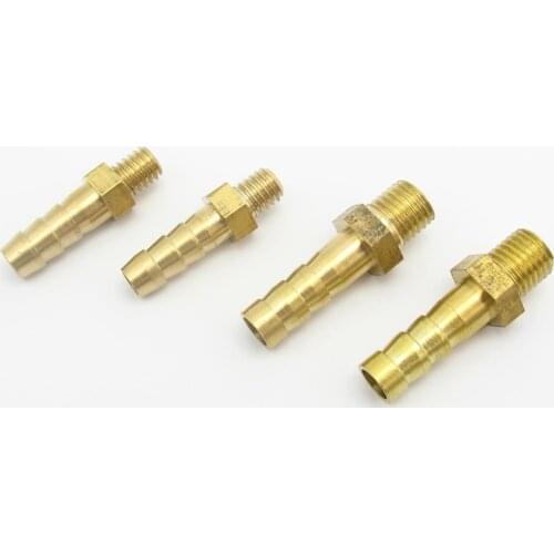 5PCS 3mm 4mm 5mm 6mm 8mm 10mm OD Hose Barb M3 M4 M5 M6 M8 M10 Metric Male Thread Brass Pipe Fitting Coupler Connector Adapter