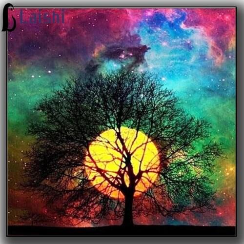 DIY diamond painting Romantic starry sky landscape tree square diamond round diamond rhinestone diamond embroidery cross stitch