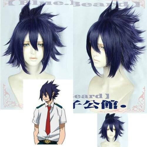 Anime My Hero Academia 3Tamaki Amajiki Cosplay Boku no Hero Academia 3rd Season Short Blue Purple Anime Synthetic Hair + Wig Cap