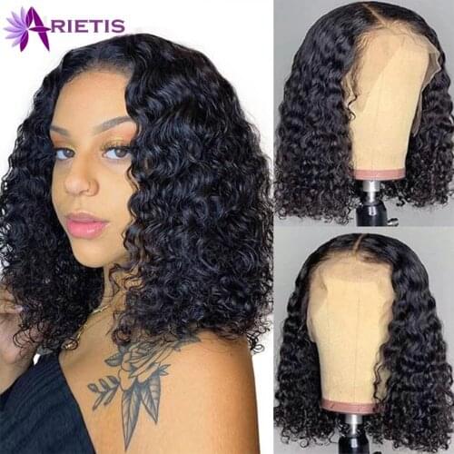 Brazilian Deep Wave Short Bob Wig Natural Hairline Remy Human Hair Wigs With Baby Hair 13x4 Lace Front Wig And 4x4 Closure Wig