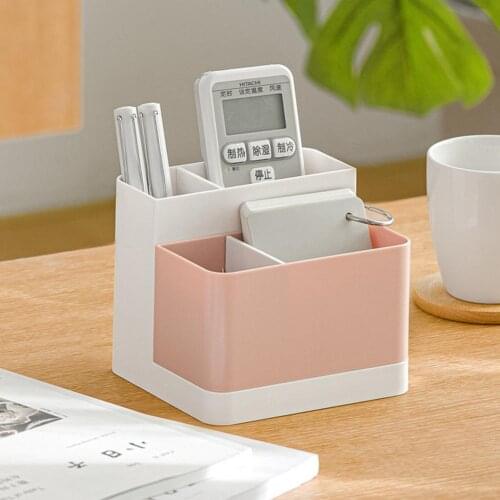 Cosmetic Case TV Remote Control Storage Holder Washable Home Office Storage Boxes with Division Multi-purpose Desktop Organizer