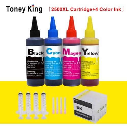 Toney King Refill Ink Cartridge for Canon PGI-2500 XL + 400ml Bottle Ink for PGI 2500 MAXIFY MB5050 MB5150 MB5350 MB5450 Printer