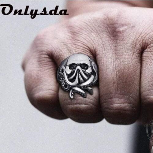 Dropshipping Octopus Skull Ring Punk 316L Stainless Steel Seaman Rings Men Biker Jewelry Boyfriend Gift for Sailor OSR542