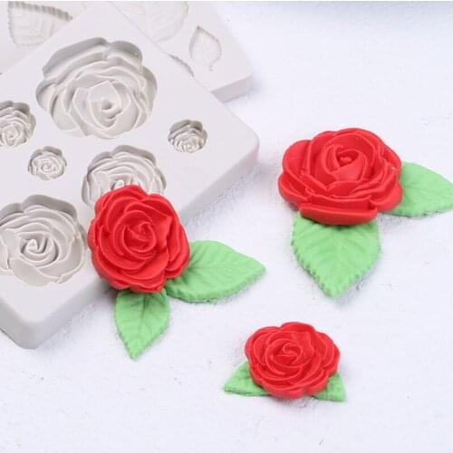 Rose Leaves Design Fondant Silicone Mould Cake Decor Chocolate Sugar Baking Mold, random color