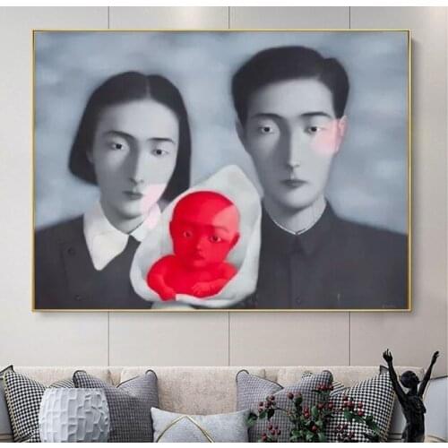 The Famous Contemporary Painter Zhang Xiaogang Canvas Painting Art Blood Relationship Oversea Chinese Children Memory Artworks
