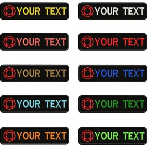 Fire Fighting Logo 10X2.5cm Embroidery Custom Name Text Patch Stripes badge Iron On Or Velcro Backing Patches For Clothes