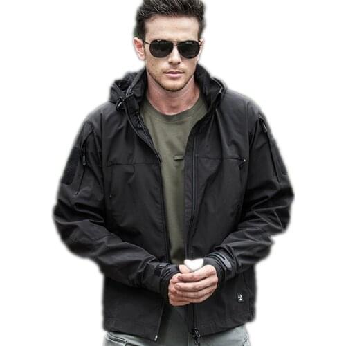 2018 New Men outwear tactical jackets Stand Collar hooded Casual Jacket Waterproof windproof soft Jackets Men blouse zipper tops