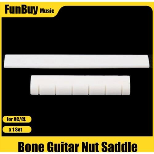 Sets of 2pcs 6 String Acoustic Classical Guitar Bone Bridge Saddle and Nut Made of Real Bone Guitarra Accessories