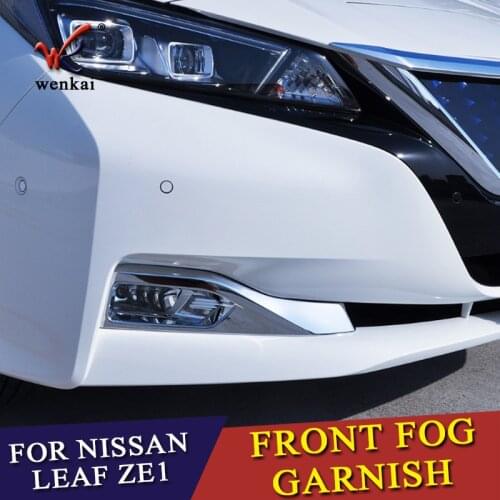 Fit For Nissan Leaf ZE1 Front Fog Lamp Cover Garnish Trim Car Styling Chrome Accessories 2 pcs