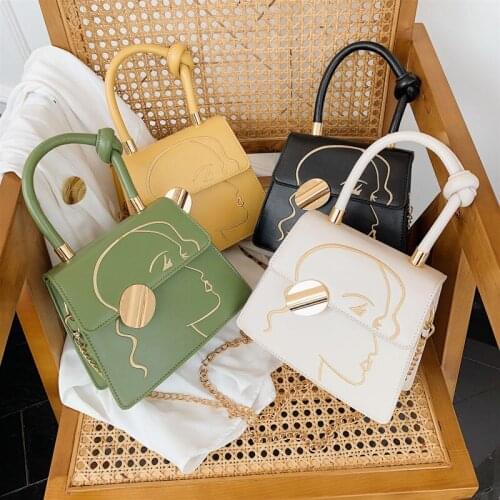2021 new embroidery beauty bag senior portable summer wild simple one shoulder messenger chain small square bag