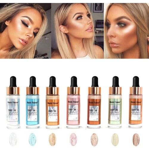 New 7 Colors Highlighter Liquid Face Long-lasting Brighten Bronzers Cream Illuminator Shimmer Glow Facial Shiny Cosmetics