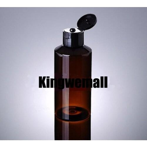 Wholesale 300pcs/lot Capacity 150ml Empty PET Brown Bottle with Black Flip Lids For Lotion Water or Cosmetic Packaging XCI02