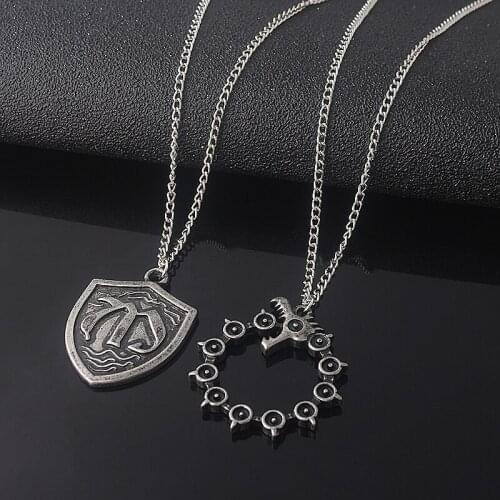 Anime The Seven Deadly Sins Meliodas Badge Necklace Nanatsu no Taizai Dragon Sins Cosplay Necklace Pendant For Women Men Gift