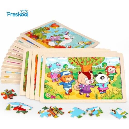 Preskool Baby Toy For Children Cartoon Animal Multi-Style Jigsaw Puzzle Wood Toys For Early Education