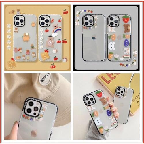 Transparent Bear Case for IPhone 11 12 Pro Max Mini XR XS 7 8 Plus SE 2020 Mobile Phone Shell Shockproof Protective Back Cover