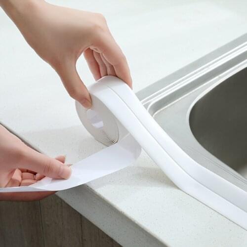 PVC 3.2m Crack Self-adhesive Tape For Bathroom and Kitchen Decoration Anti-mildew Waterproof Sealing Sink Tape Wallpaper Border