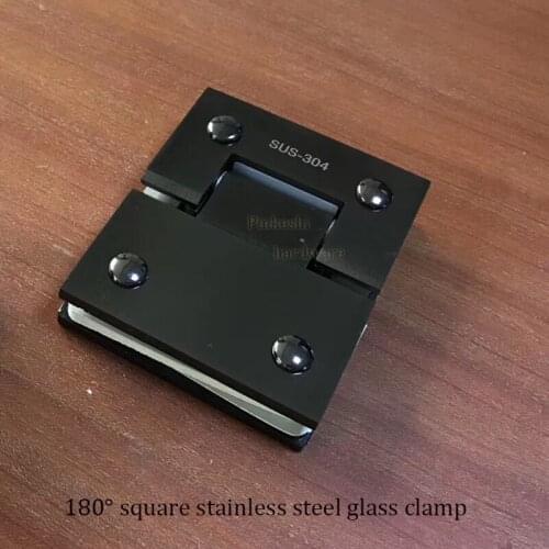 SUS 304 grade bathroom glass door hinge 180 degrees black glass connector, shower hinge door hinge shower folder accessories