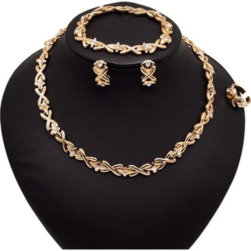 Yulaili New Fashion Gold Plated XX Design Crystal Necklaces for Women Wedding Jewelry Wholesale Free Shipping