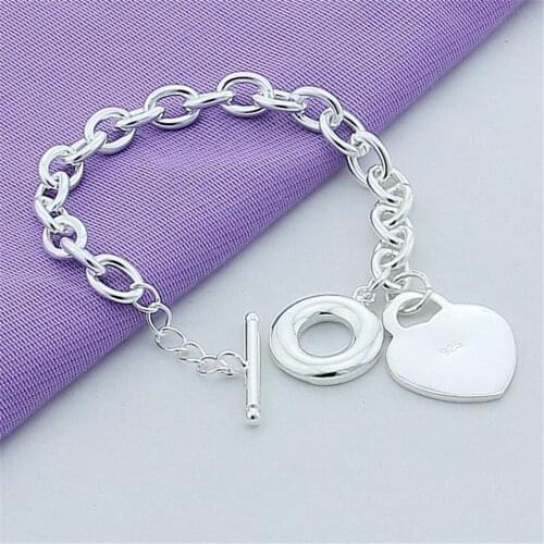 NEW 925 Silver Delicate Heart TO-clasp Bracelet For Women Wedding Engagement Birthday Anniversary Fashion Jewelry