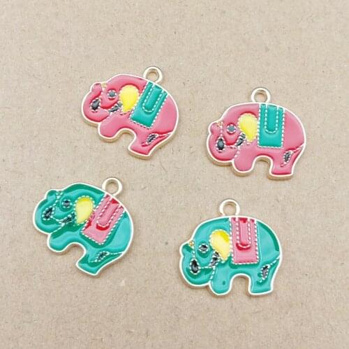10pcs 17x14mm Enamel cartoon Circus troupe elephant charms Pendant for Earrings DIY jewelry making findings metal accessories
