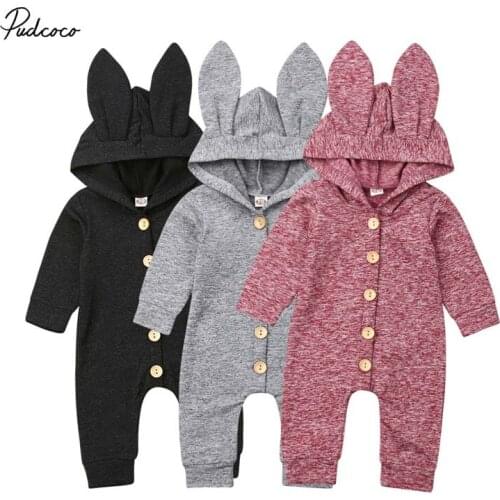 2019 Brand Newborn Baby Boy Girl 3D Ears Romper Jumpsuit Cotton Clothes Autumn Outfit Cute Baby Playsuit 0-24M