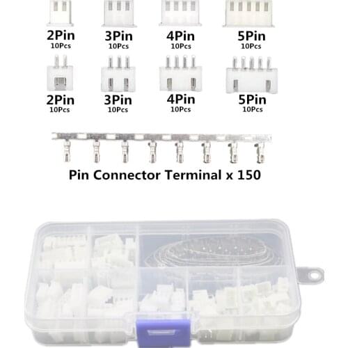 230pcs XH2.54 2p 3p 4p 5 pin 2.54mm Pitch Terminal Kit / Housing / Pin Header JST Connector Wire Connectors Adaptor XH DIY Kits