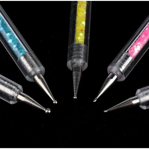 5PCS/Set UV Gel Acrylic Nail Art Brushes Painting Dotting Double-end Pen Kit