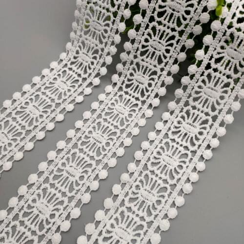 5cm 2inch Hollow Out Floral Embroidered White Lace Ribbon DIY Apparel Sewing & Fabric Curtain Decoration Milk Silk Lace Tape