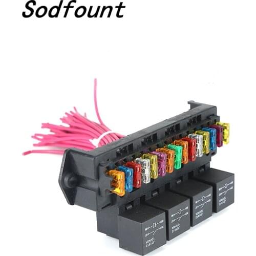 Automotive 15-way fuse box multi-circuit assembly control box fuse holder with relay, fuse, wiring harness assembly