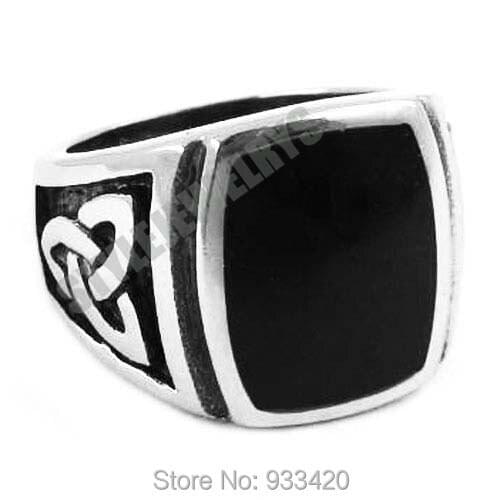Free Shipping!Claddagh Style Celtic Knot Black Ring Stainless Steel Jewelry Trendy Egyptian Pattern Motor Biker Men Ring SWR0354