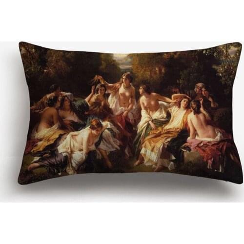 Franz Xaver Winterhalter Florinda Oil Painting Cushion Covers 45X45cm 30X50cm Lady Portrait Linen Pillow Case Sofa Decoration