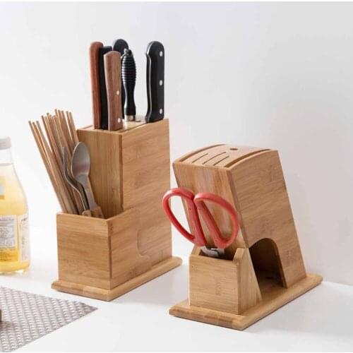 Wood Knife Holder Knife Block Stand Bamboo Knives Storage Shelf Rack Tableware Organizer Hidden Knife Case Kitchen Accessories