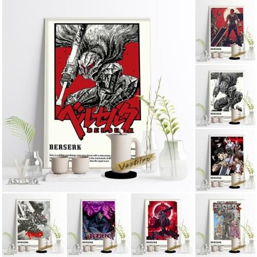 Berserk Fantasy Comic Retro Poster Classic Manga Cartoon Role Guts Vintage Art Prints Japanese Anime Bedroom Living Room Decor