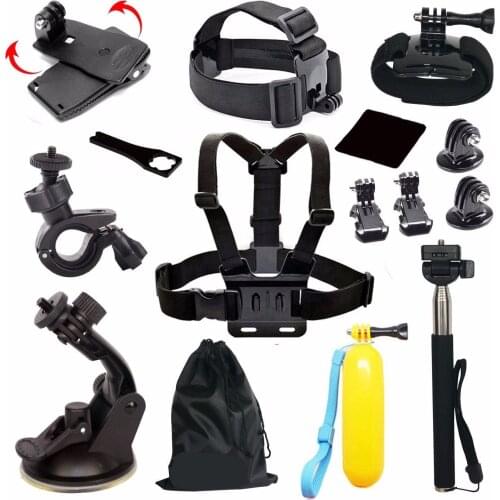 Fotopal 15 in 1 Head Chest Hand Mount Floating Monopod Pole Accessory Bundle For SJCAM SJ4000 SJ6 Gopro