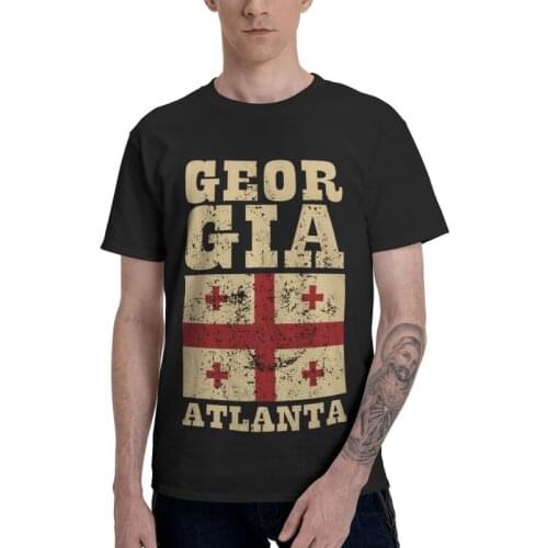 Flag Of Georgia T Shirt Mens Cotton Printing T-shirts Novelty Tshirt Short Sleeve National Country Georgian Tee Tops